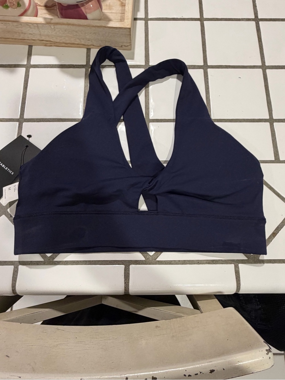 Fabletics Navy Cross-Front Sports Bra
